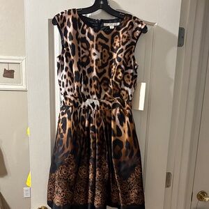 Boston Proper NWT Animal Lace Ombré Dress Brown Multi size 6